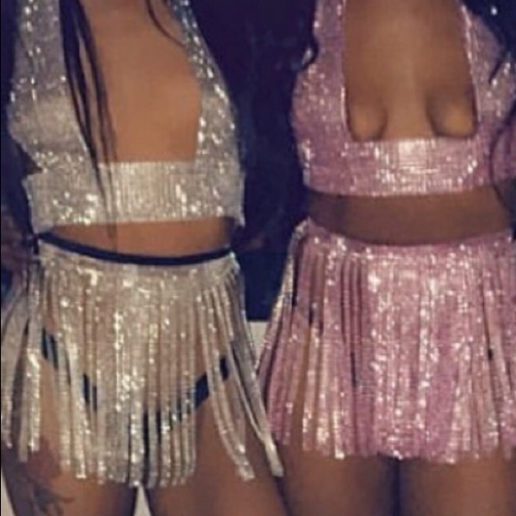 Rhinestone Fringe Two Piece Set! Goddess Costume - Picture 4 of 4